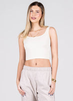 TANK TOP | RIBBED SQUARE NECK-Basic-CEST MOI-ONE-Ivory-Coriander