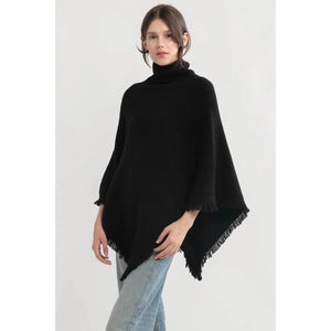 TASSEL EDGE KNIT PONCHO-Jackets & Sweaters-LOOK BY M-Coriander