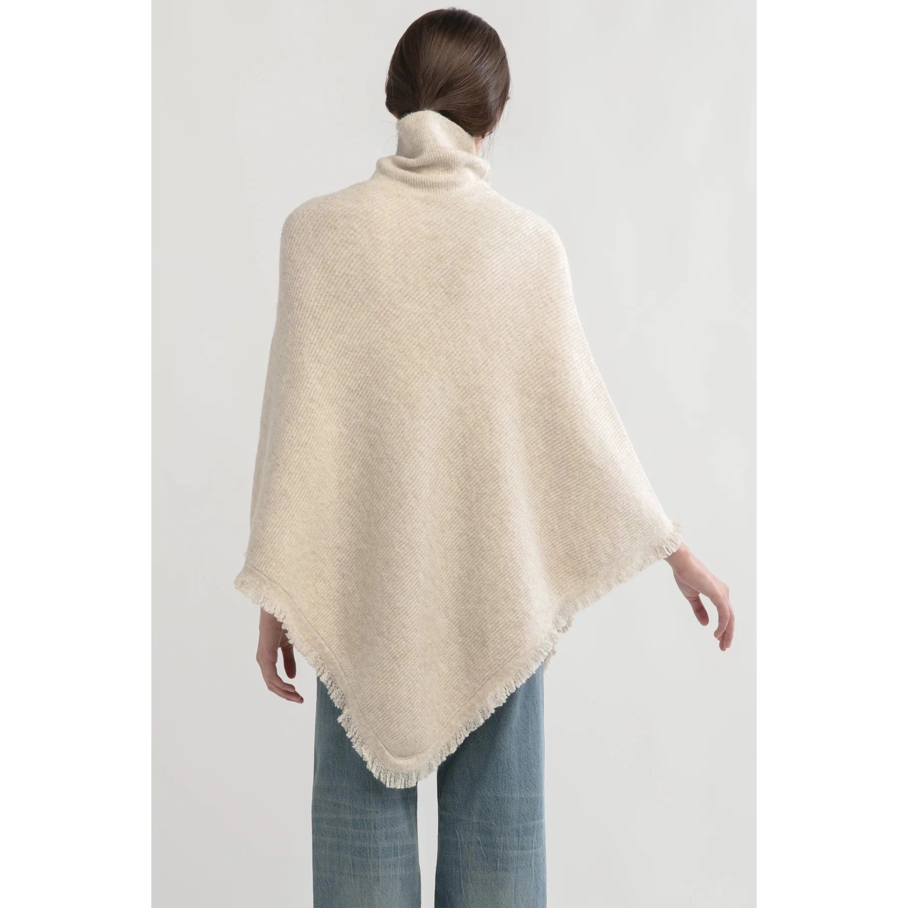 TASSEL EDGE KNIT PONCHO-Jackets & Sweaters-LOOK BY M-Coriander