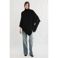 TASSEL EDGE KNIT PONCHO-Jackets & Sweaters-LOOK BY M-Coriander