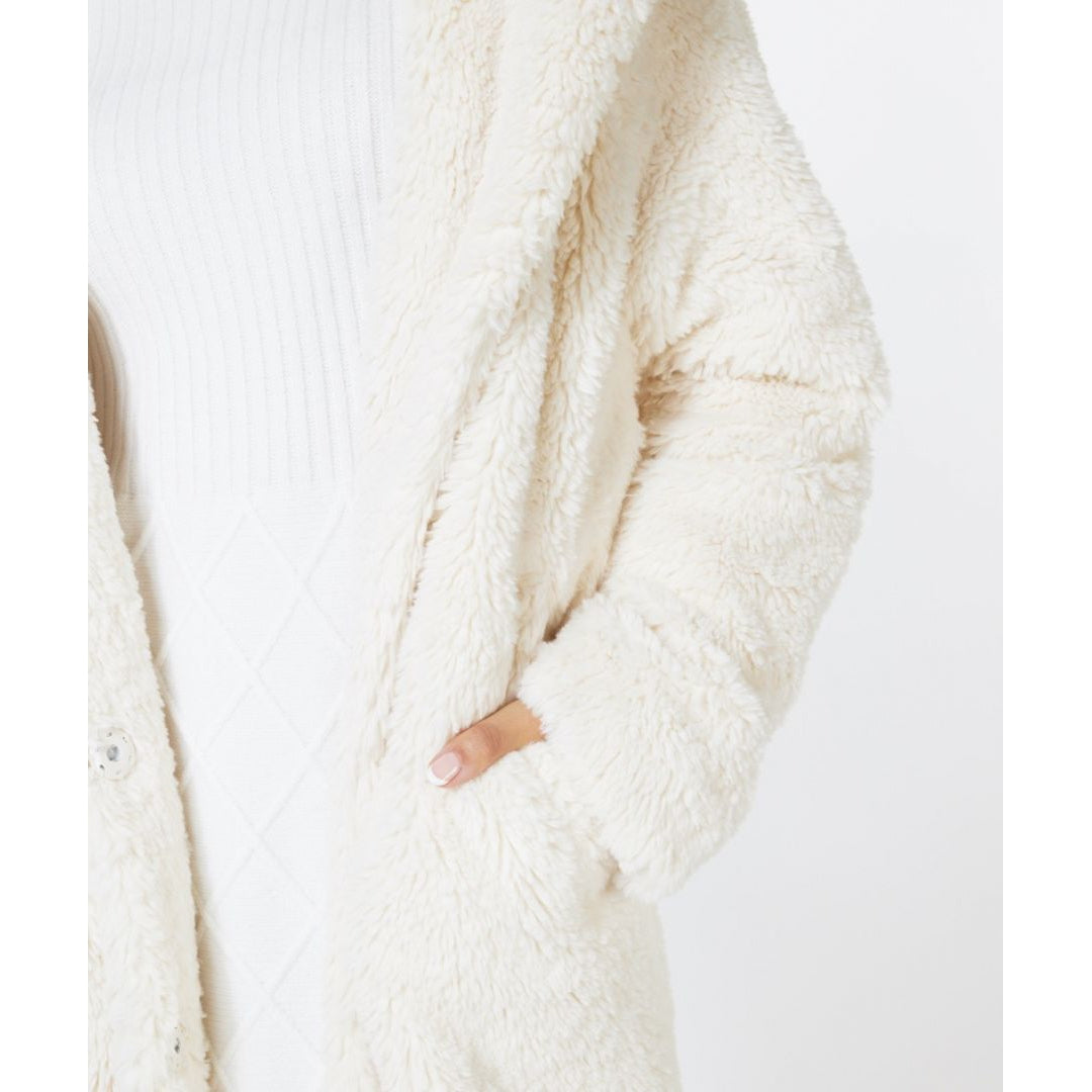 TEDDY COAT - LONG-Jackets & Sweaters-ESQUALO-6-OFF WHITE-Coriander