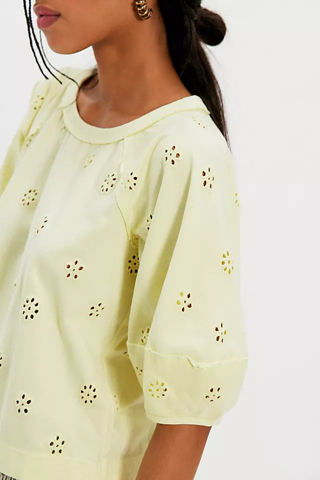 TEE | JESSIE EYELET-Top-FREE PEOPLE-Coriander
