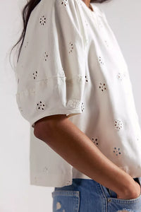 TEE | JESSIE EYELET-Top-FREE PEOPLE-Coriander
