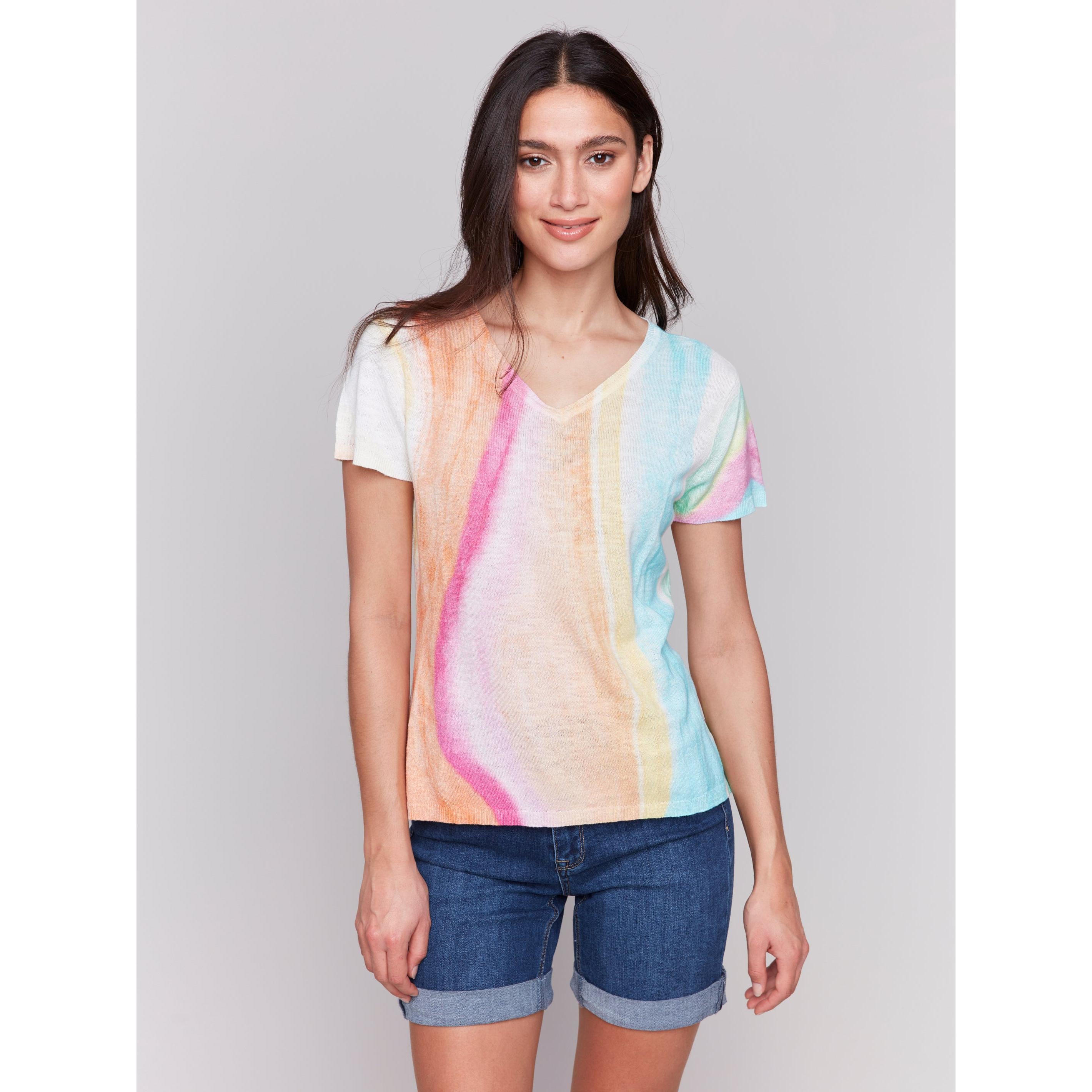 TEE | RAINBOW CREW NECK-Tops-CHARLIE B-XSMALL-RAINBOW-Coriander