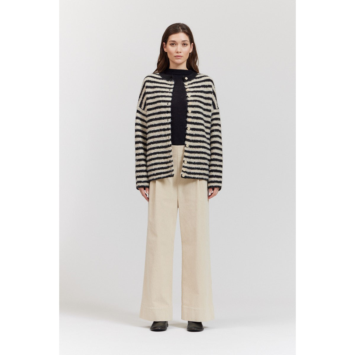 TEXTURED STRIPE CARIDGAN-Jackets & Sweaters-THERE-ELSEWHERE-Coriander