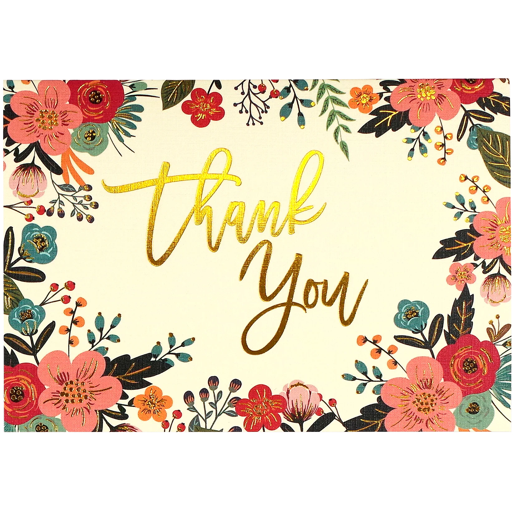 THANK YOU NOTE CARD | FLORAL FRAME-Books & Stationery-PETER PAUPER PRESS-Coriander