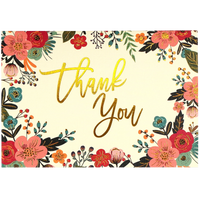 THANK YOU NOTE CARD | FLORAL FRAME-Books & Stationery-PETER PAUPER PRESS-Coriander