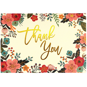 THANK YOU NOTE CARD | FLORAL FRAME-Books & Stationery-PETER PAUPER PRESS-Coriander