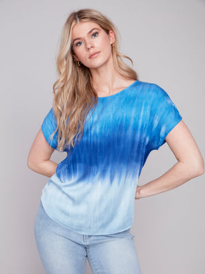 TIE DYE RELAXED TOP-Tops-CHARLIE B-XSMALL-SKY-Coriander