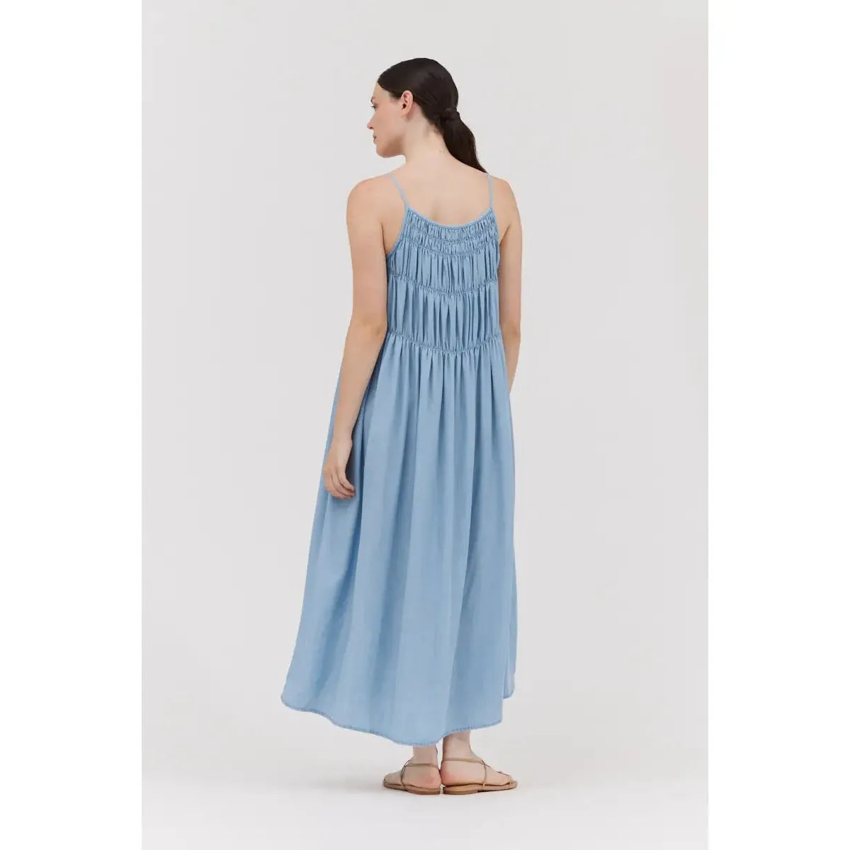 TIER DRESS | CHAMBRAY SMOCK-Dress-GRADE AND GATHER-Coriander