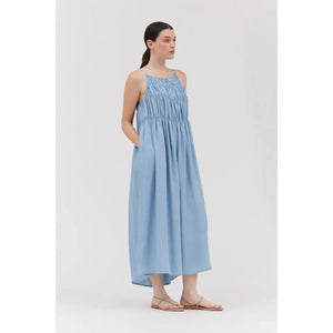 TIER DRESS | CHAMBRAY SMOCK-Dress-GRADE AND GATHER-Coriander