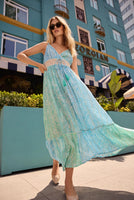 TIERED MAXI DRESS | FRONT TIE-Dress-CHARLIE B-Coriander