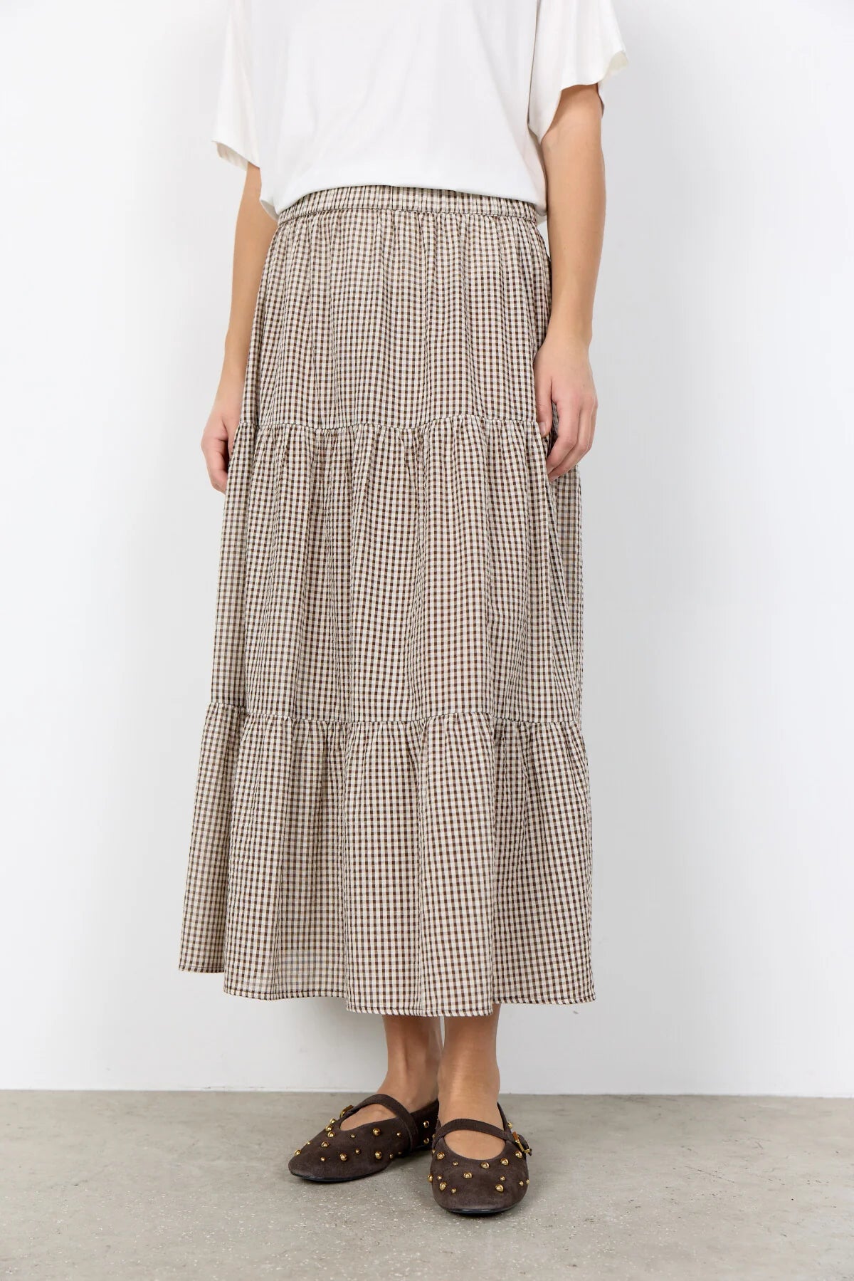 TIERED SKIRT | CANELITA: ROCKY ROAD-Bottoms-SOYACONCEPT-Coriander