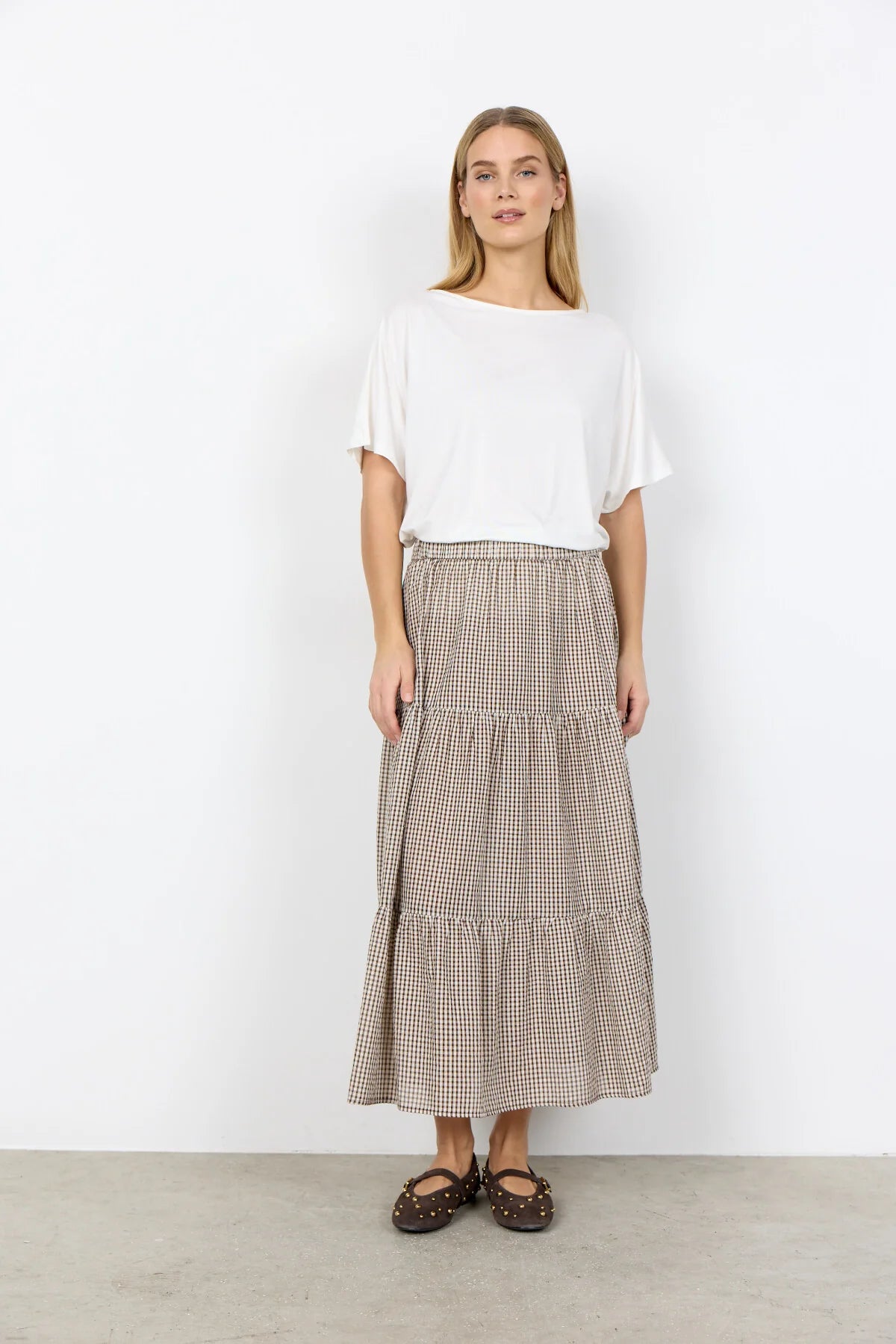 TIERED SKIRT | CANELITA: ROCKY ROAD-Bottoms-SOYACONCEPT-SMALL-ROCKY ROAD-Coriander