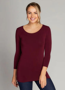 TOP | 3/4 SLEEVE SCOOP NECK-Top-CEST MOI-ONE SIZE-Bordeaux-Coriander