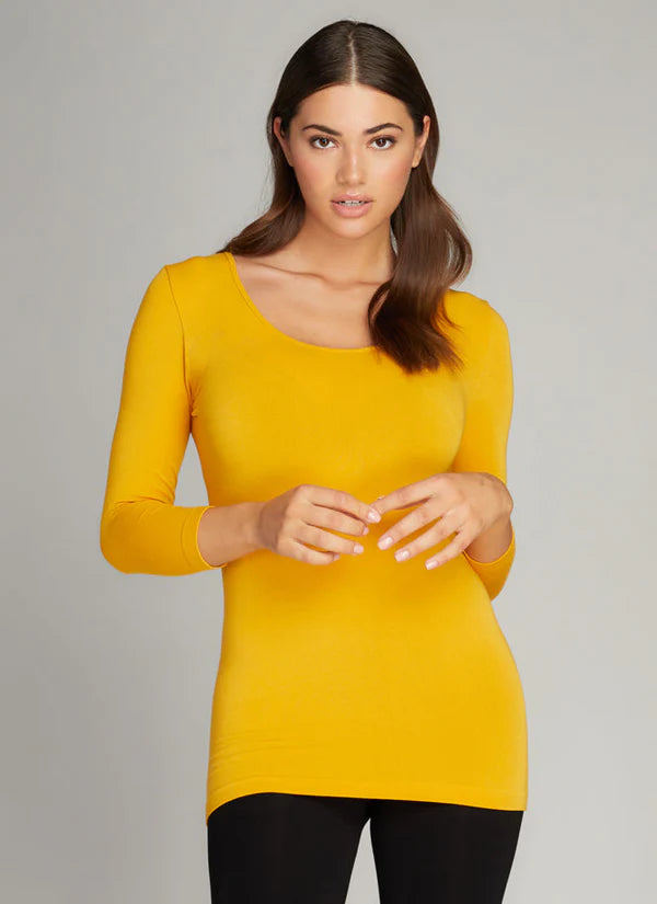 TOP | 3/4 SLEEVE SCOOP NECK-Top-CEST MOI-ONE SIZE-DIJON-Coriander