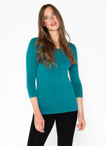 TOP | 3/4 SLEEVE SCOOP NECK-Top-CEST MOI-ONE SIZE-EMERALD-Coriander