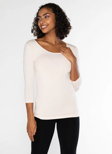 TOP | 3/4 SLEEVE SCOOP NECK-Top-CEST MOI-ONE SIZE-Pearl-Coriander