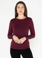 TOP | BAMBOO L/S CREW NECK-Basics-CEST MOI-ONE-Bordeaux-Coriander