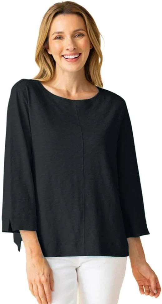 TOP | COVERSTITCH BOATNECK-Top-HABITAT-SMALL-BLACK-Coriander