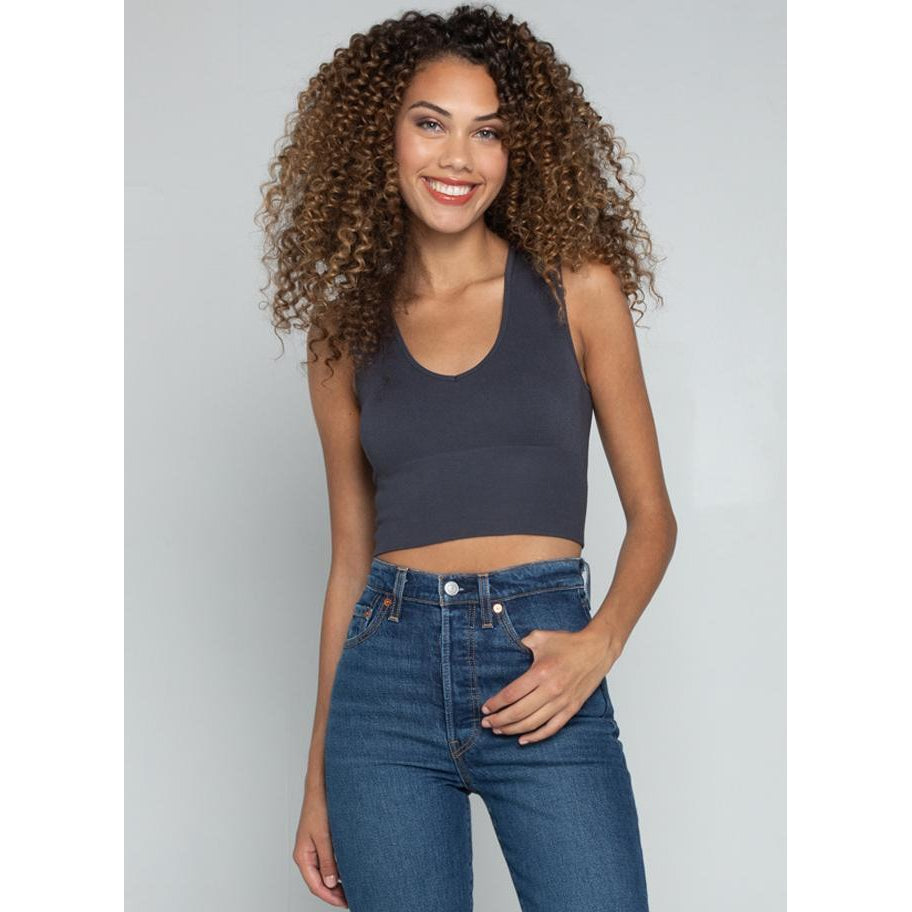 TOP | DEEP V RIB-Top-CEST MOI-SMALL-MED-LEAD-Coriander