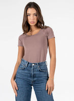 TOP | SHORT SLEEVE SCOOP NECK-Tops-CEST MOI-ONE-MOCHA-Coriander
