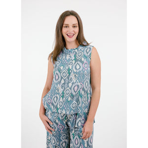 TOP | VERONICA-Tops-SHANNON PASSERO-SMALL-TEAL PRINT-Coriander