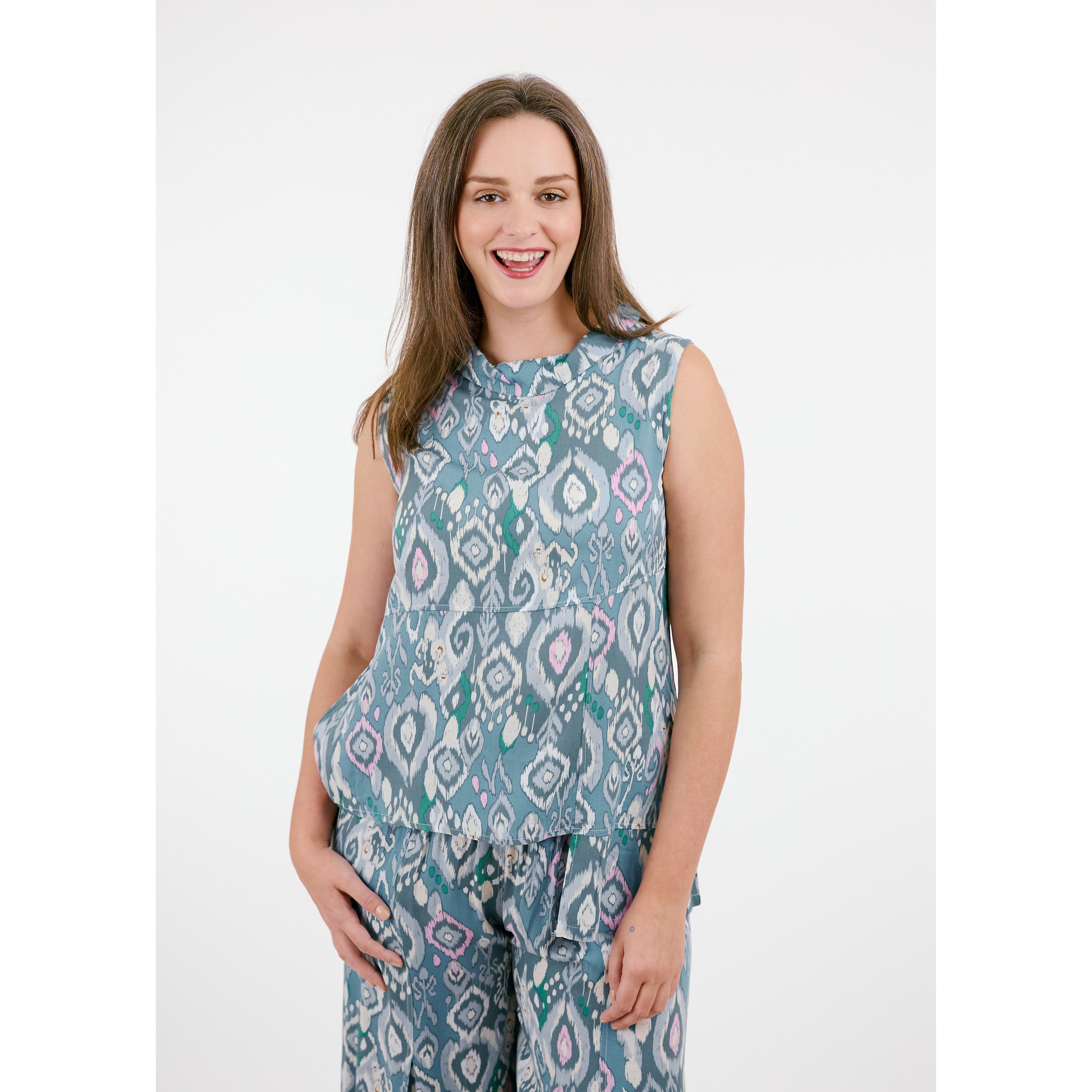 TOP | VERONICA-Tops-SHANNON PASSERO-SMALL-TEAL PRINT-Coriander