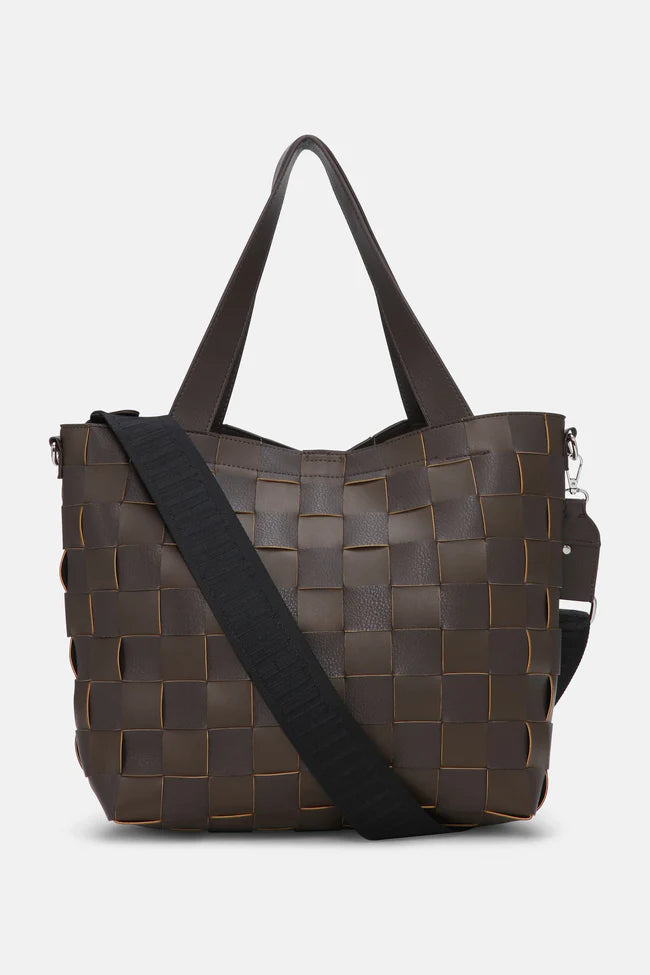 TOTE BAG | WOVEN SHOULDER-Bags & Wallets-ILSE JACOBSEN-CHOCOLATE BROWN 229-Coriander