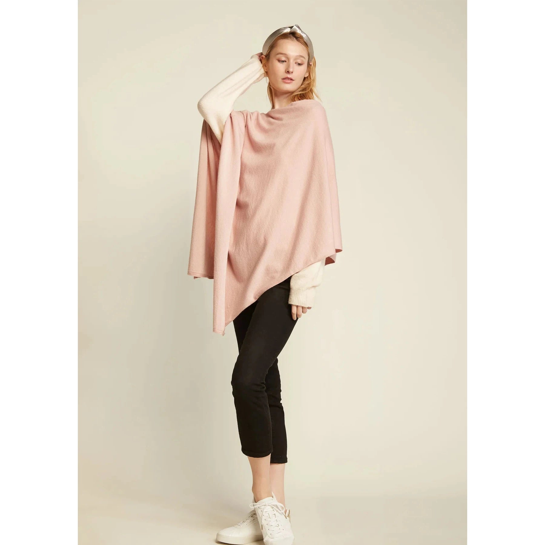 TRIANGLE PONCHO-Clothing-LOOK BY M-ONE-Pink-Coriander