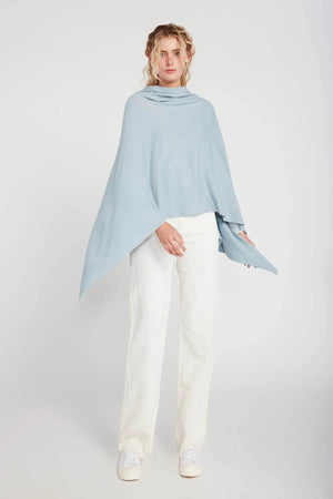 TRIANGLE PONCHO-Scarves & Wraps-LOOK BY M-ONE SIZE-LIGHT BLUE-Coriander