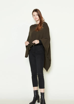 TRIANGLE PONCHO-Scarves & Wraps-LOOK BY M-ONE SIZE-OLIVE-Coriander