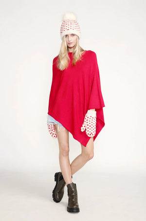TRIANGLE PONCHO-Scarves & Wraps-LOOK BY M-ONE SIZE-RED-Coriander