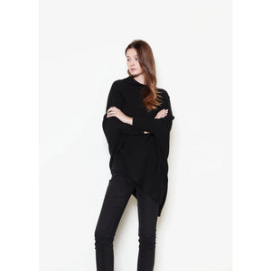 TRIANGLE PONCHO WITH SLEEVES-Jackets & Sweaters-LOOK BY M-BLACK-Coriander