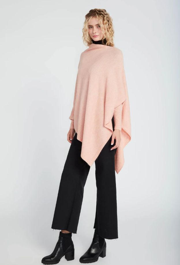 TRIANGLE PONCHO WITH SLEEVES-Jackets & Sweaters-LOOK BY M-BLUSH-Coriander