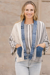 TRILLIUM CARDIGAN-Jackets & Sweaters-SHANNON PASSERO-ONE-BLACK STRIPE MIX-Coriander