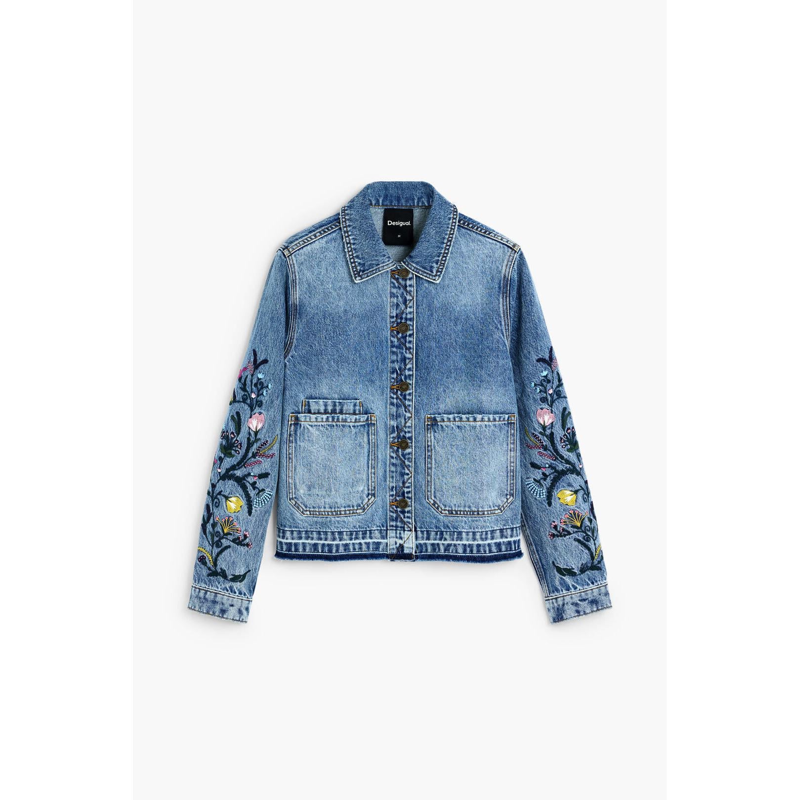 TRUCKER JACKET | DENIM EMBRIOIDERED-Uncategorised-DESIGUAL-MEDIUM-DENIM-Coriander