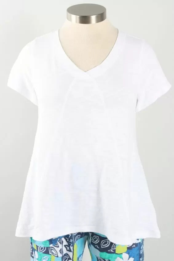 TUNIC | PIECED V-NECK-Top-ESCAPE-SMALL-WHITE-Coriander