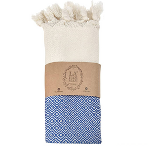 TURKISH BEACH TOWEL-Towel-LA HAMMAM-BLUE-Coriander