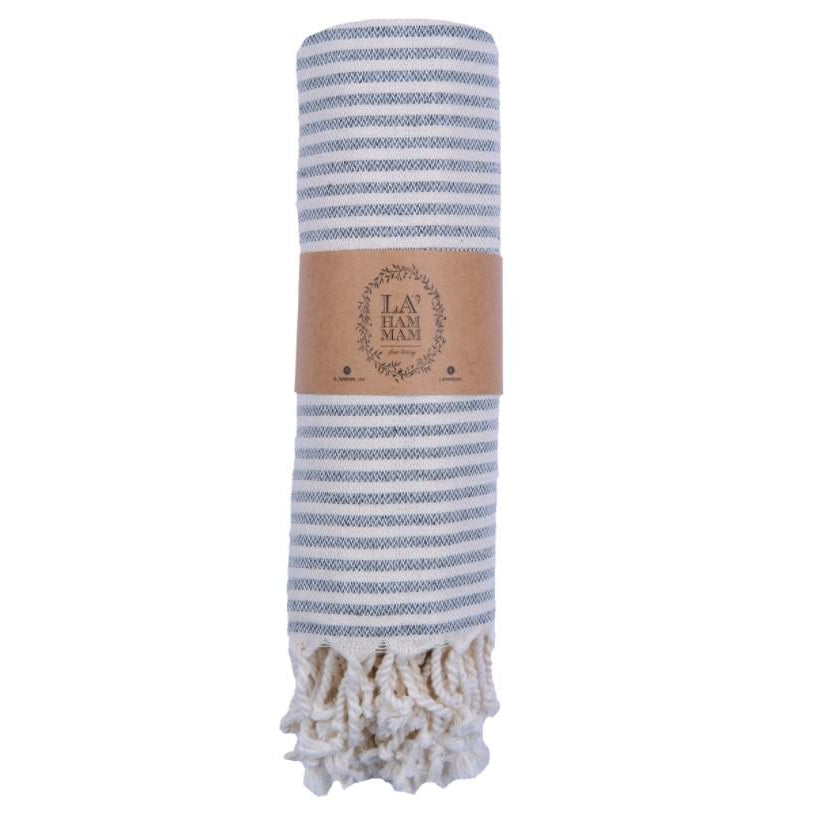 TURKISH BEACH TOWEL-Towel-LA HAMMAM-NAVY-Coriander