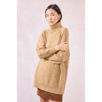 TURTLENECK SWEATER | SEQUIN TUNIC-Jackets & Sweaters-MOLLY BRACKEN-SMALL-Beige-Coriander