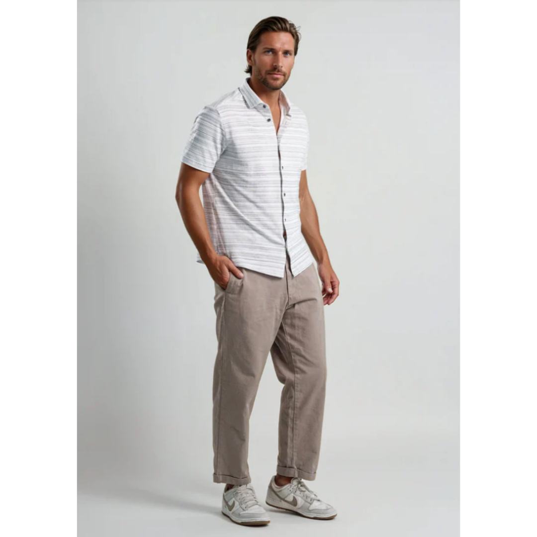 TWILIGHT TERRY PINSTRIPE S/S SHIRT-Shirts & Tops-STONE ROSE-Coriander