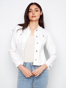 TWILL JACKET | FRINGE EDGE-Jackets & Sweaters-CHARLIE B-SMALL-WHITE-Coriander