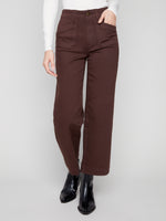 TWILL PANTS | CROP WIDE LEG-Bottoms-CHARLIE B-2-MOCHA-Coriander