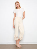 TWILL PANTS | FLORAL LACE HEM-Denim-CHARLIE B-6-NATURAL-Coriander
