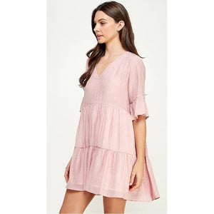 TIERED BABYDOLL DRESS-Dress-ELLISON-Coriander