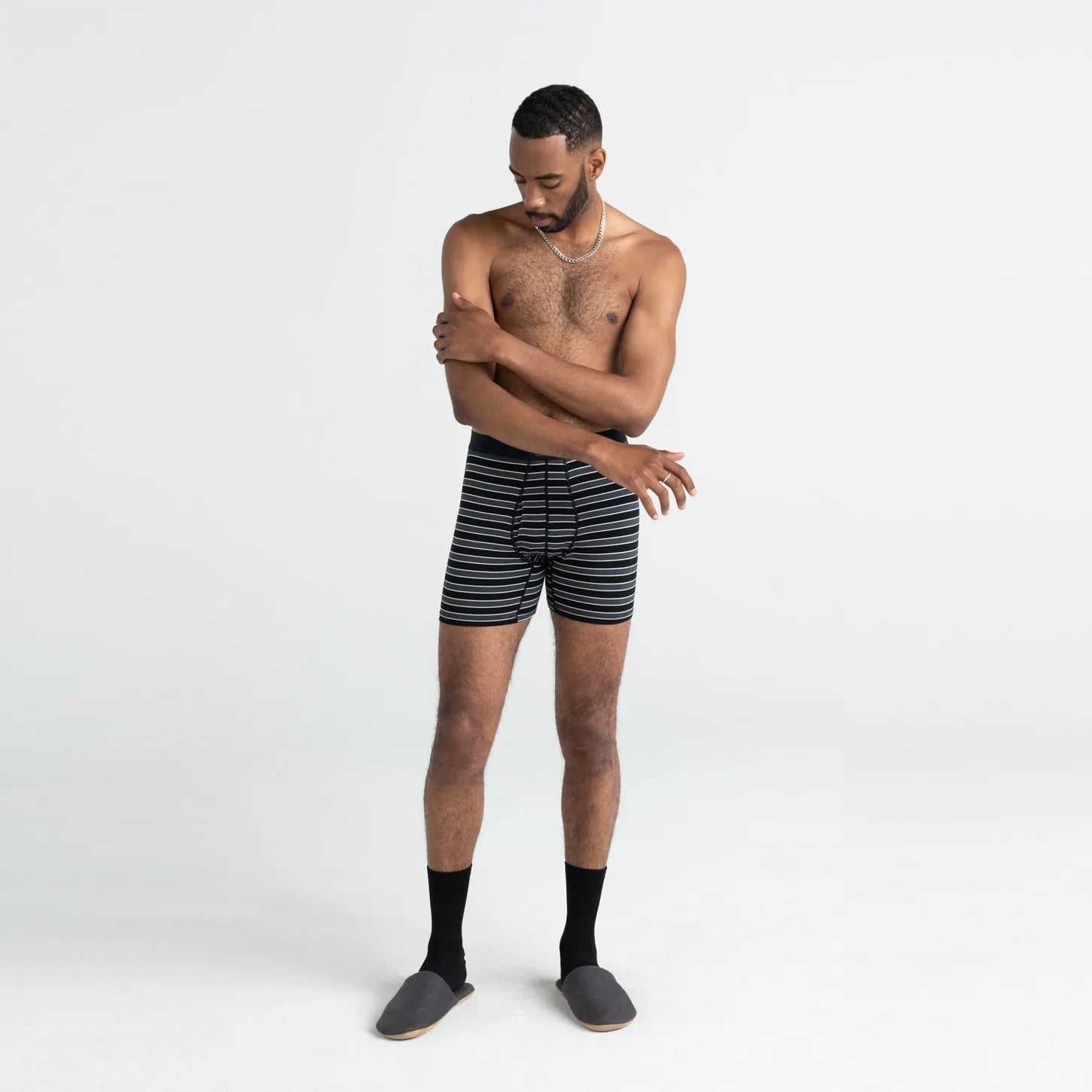 ULTRA BOXER BRIEF | BLACK CREW STRIPE-Underwear-SAXX-Coriander