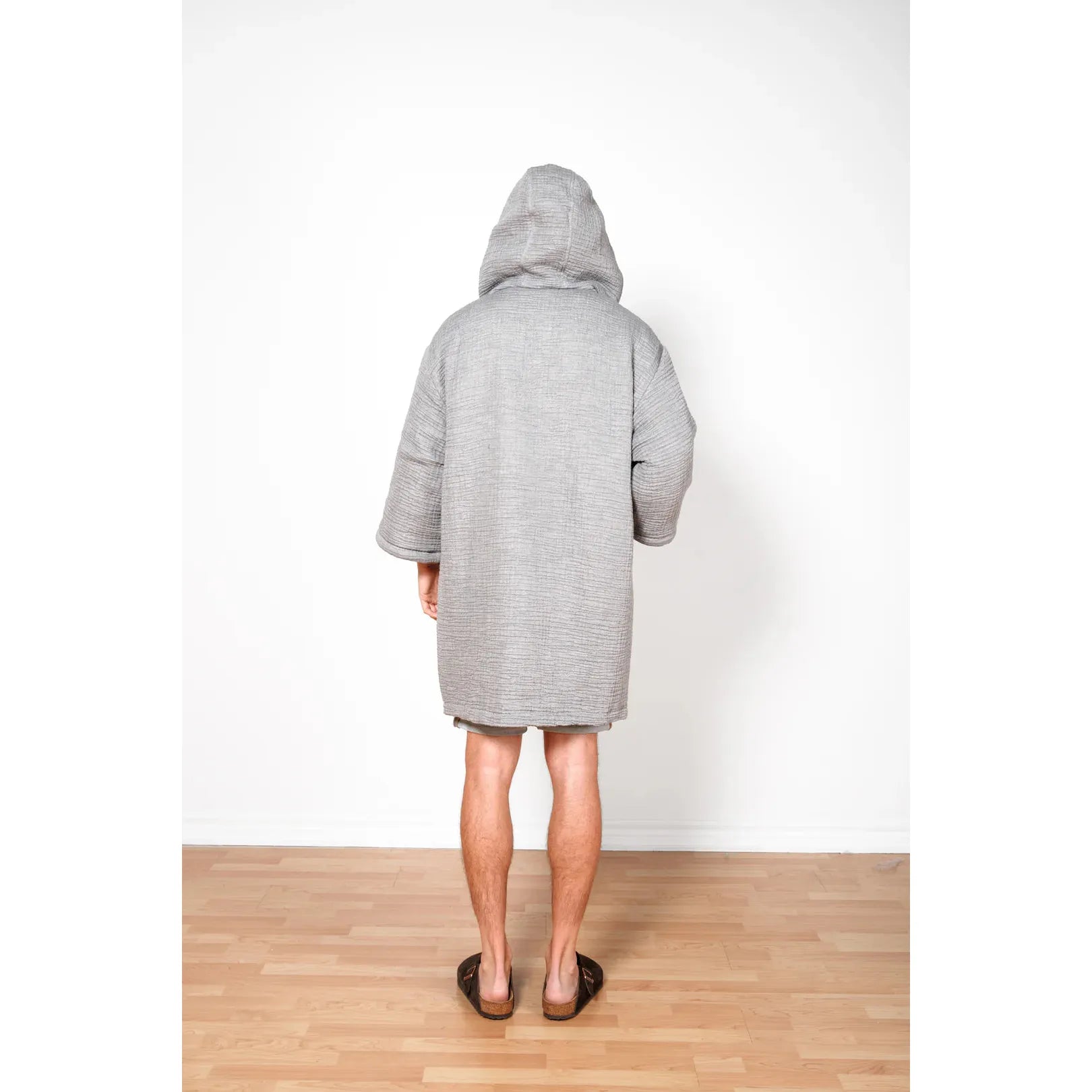 UNISEX FLEECE-LINED MUSLIN ZIP PONCHO | THE POLAR-Sweaters & Jackets-TOFINO TOWEL-Coriander