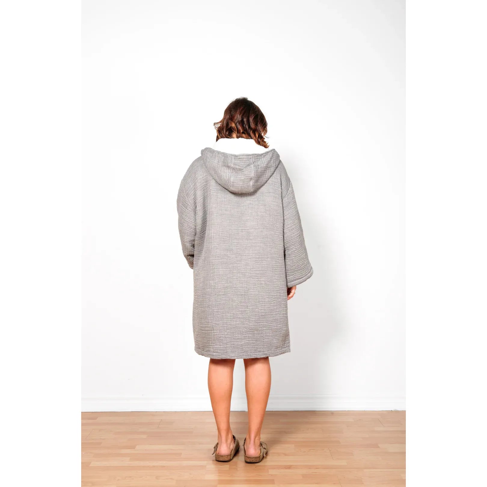 UNISEX FLEECE-LINED MUSLIN ZIP PONCHO | THE POLAR-Sweaters & Jackets-TOFINO TOWEL-Coriander