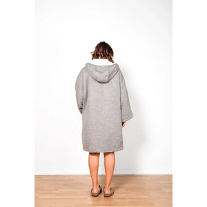 UNISEX FLEECE-LINED MUSLIN ZIP PONCHO | THE POLAR-Sweaters & Jackets-TOFINO TOWEL-Coriander